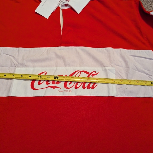 New With Tags Unisex Coca-Cola Red and White Long Sleeve Rugby Polo Shirt Size X - Picture 8 of 11